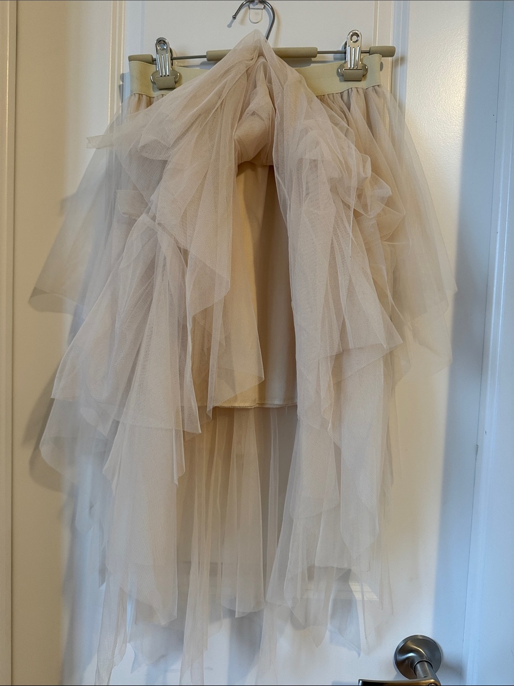 Layered Tulle A-Line Skirt in Light Beige - Picture 2 of 5